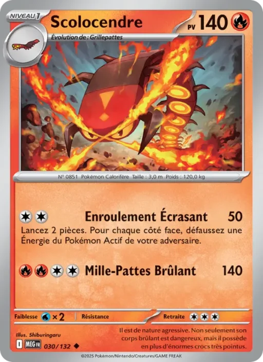 Carte Pokémon Scolocendre 030/132 Peu Commune Méga-Évolution
