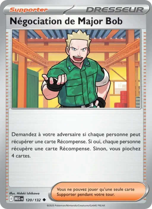 Carte Pokémon Négociation de Major Bob 120/132 Peu Commune Méga-Évolution