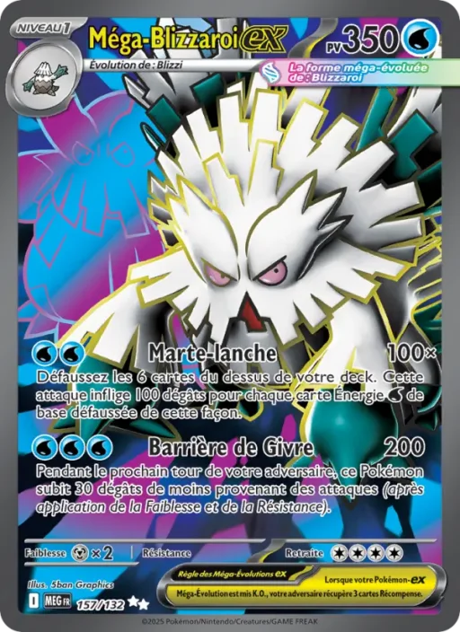 Carte Pokémon Méga-Blizzaroi-ex 157/132 Ultra Rare Méga-Évolution