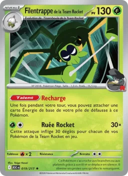 Carte Pokemon Filentrappe de la Team Rocket #019