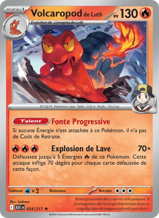 Carte Pokémon Volcaropod de Luth 024/295 Rare Héros Transcendants