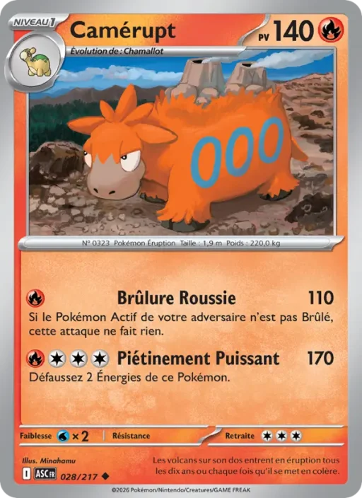 Carte Pokémon Camérupt 028/295 Peu Commune Héros Transcendants