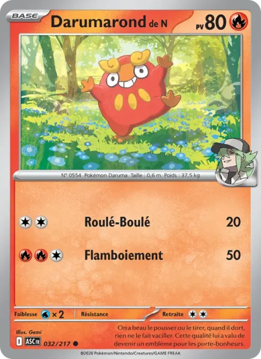 Carte Pokémon Darumarond de N 032/295 Commune Héros Transcendants