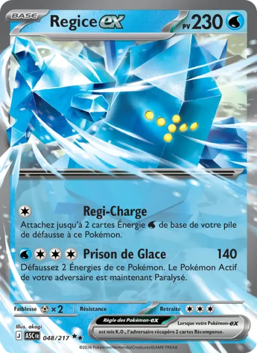 Carte Pokémon Regice-ex 048/295 Double rare Héros Transcendants