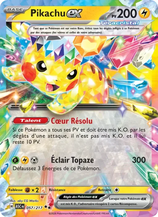 Carte Pokémon Pikachu-ex 057/295 Double rare Héros Transcendants