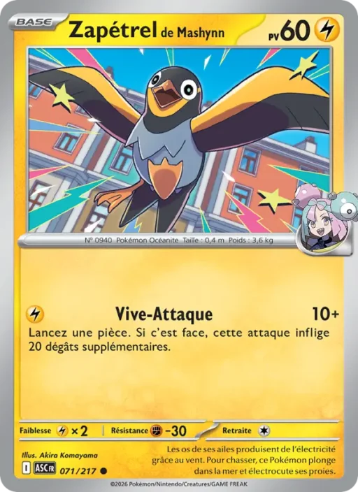 Carte Pokémon Zapétrel de Mashynn 071/295 Commune Héros Transcendants