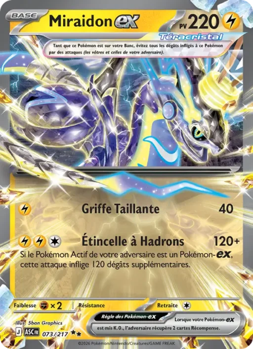 Carte Pokémon Miraidon-ex 073/295 Double rare Héros Transcendants