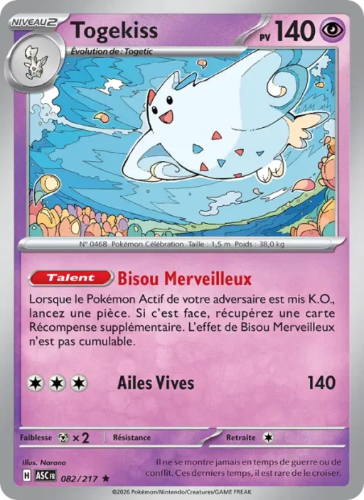 Carte Pokémon Togekiss 082/295 Rare Héros Transcendants