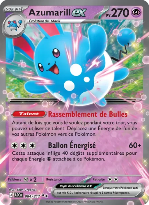 Carte Pokémon Azumarill-ex 084/295 Double rare Héros Transcendants