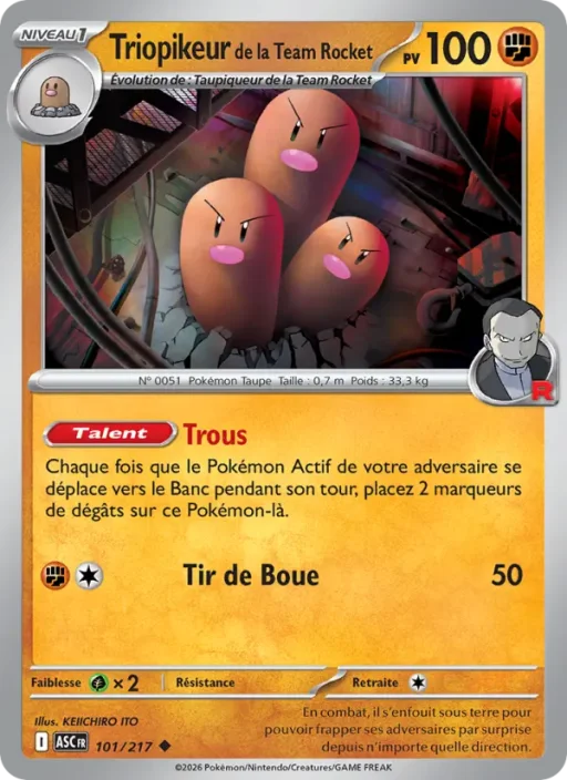 Carte Pokémon Triopikeur de la Team Rocket 101/295 Peu Commune Héros Transcendants