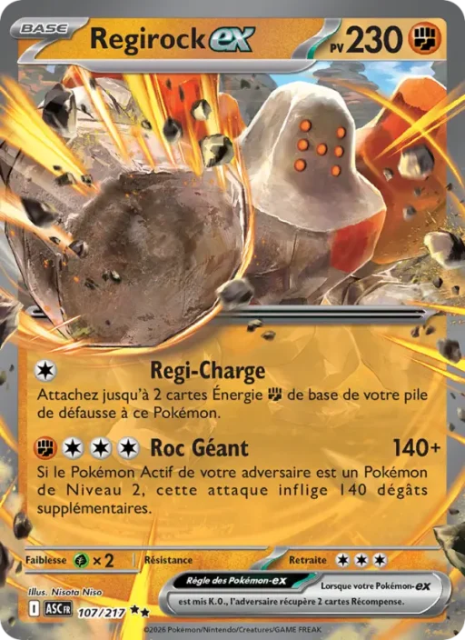 Carte Pokémon Regirock-ex 107/295 Double rare Héros Transcendants
