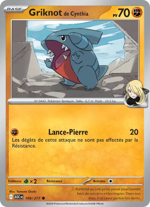 Carte Pokémon Griknot de Cynthia 109/295 Commune Héros Transcendants