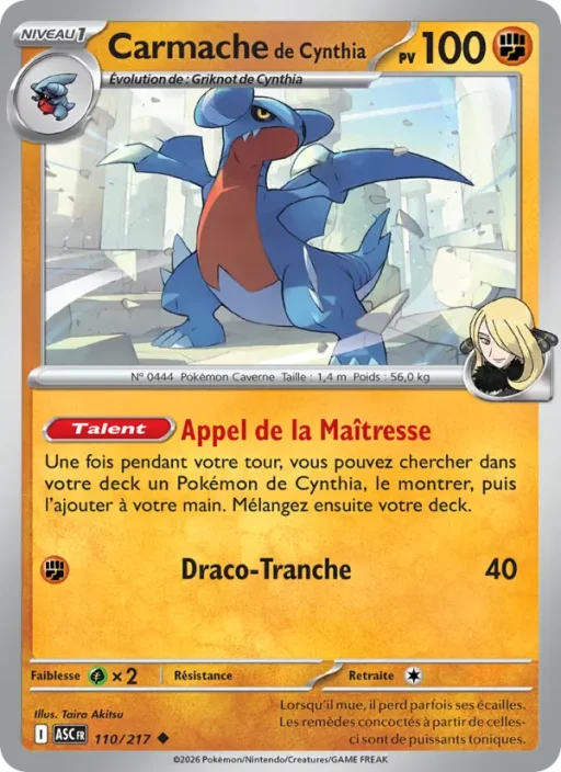 Carte Pokémon Carmache de Cynthia 110/295 Peu Commune Héros Transcendants