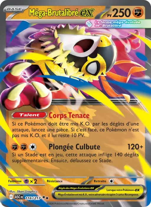 Carte Pokémon Méga-Brutalibré-ex 116/295 Double rare Héros Transcendants