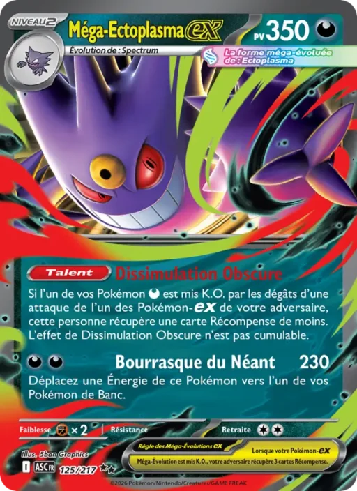 Carte Pokémon Méga-Ectoplasma-ex 125/295 Double rare Héros Transcendants