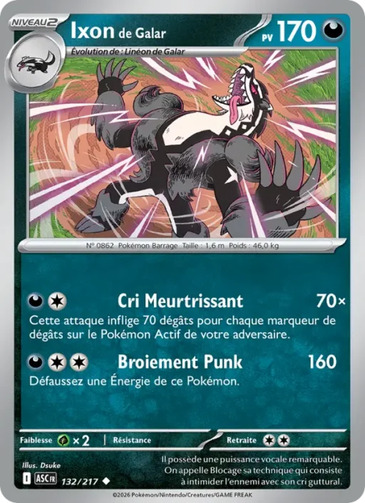 Carte Pokémon Ixon de Galar 132/295 Peu Commune Héros Transcendants