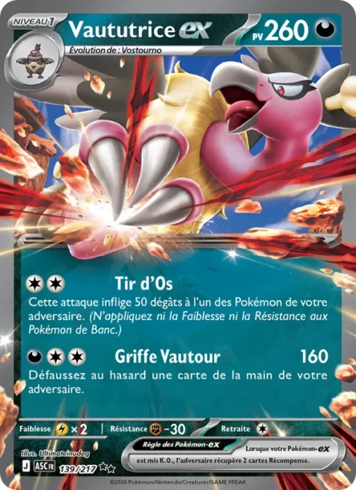 Carte Pokémon Vaututrice-ex 139/295 Double rare Héros Transcendants