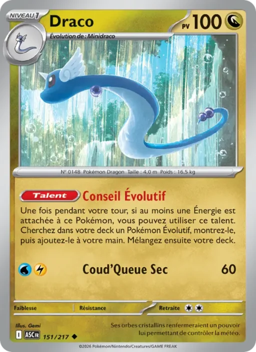 Carte Pokémon Draco 151/295 Peu Commune Héros Transcendants