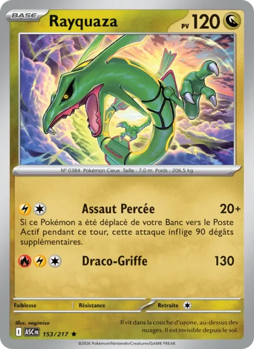 Carte Pokémon Rayquaza 153/295 Rare Héros Transcendants