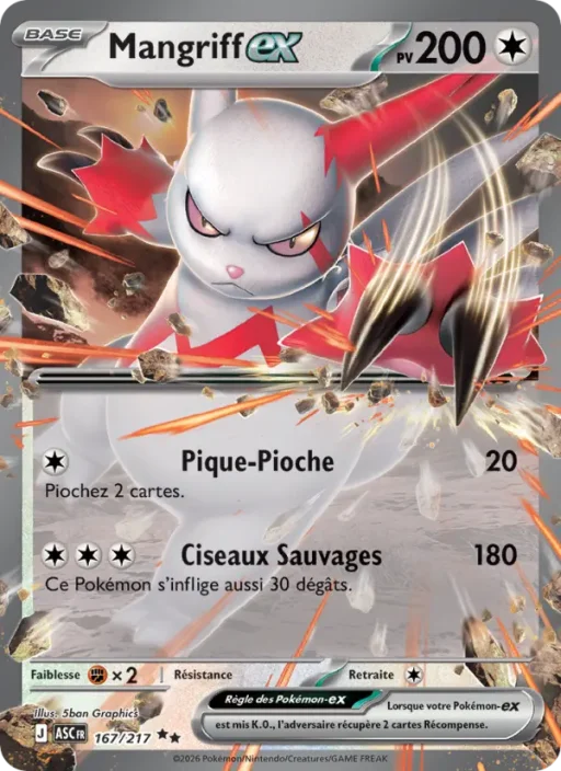 Carte Pokémon Mangriff-ex 167/295 Double rare Héros Transcendants