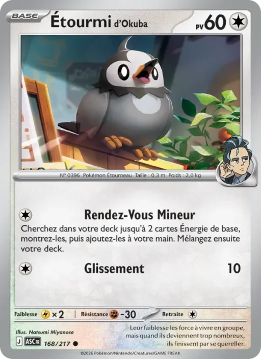 Carte Pokémon Étourmi d'Okuba 168/295 Commune Héros Transcendants