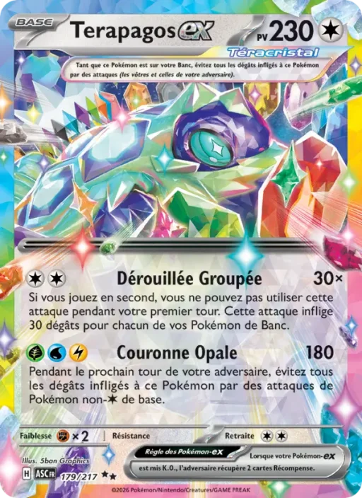 Carte Pokémon Terapagos-ex 179/295 Double rare Héros Transcendants