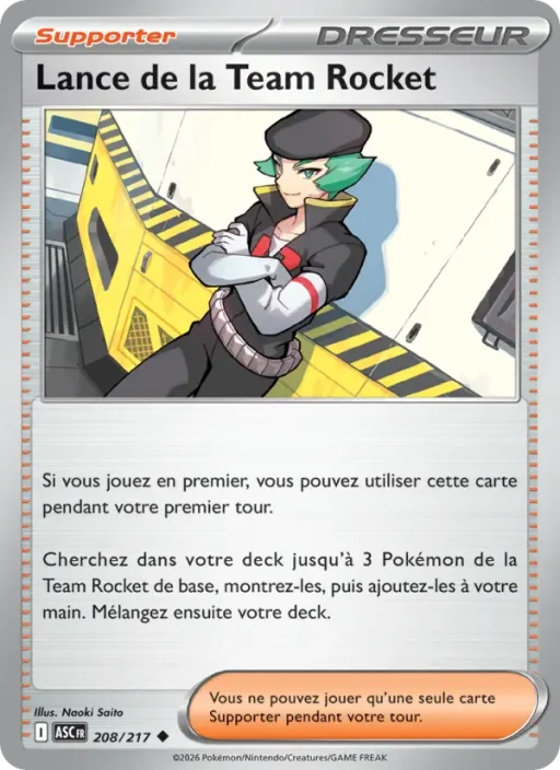 Carte Pokémon Lance de la Team Rocket 208/295 Peu Commune Héros Transcendants