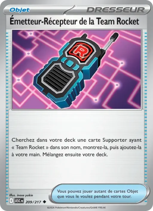 Carte Pokémon Émetteur-Récepteur de la Team Rocket 209/295 Peu Commune Héros Transcendants