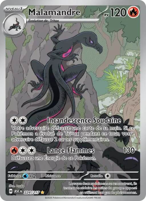 Carte Pokémon Malamandre 224/295 Illustration rare Héros Transcendants