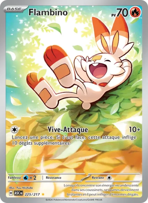 Carte Pokémon Flambino 225/295 Illustration rare Héros Transcendants