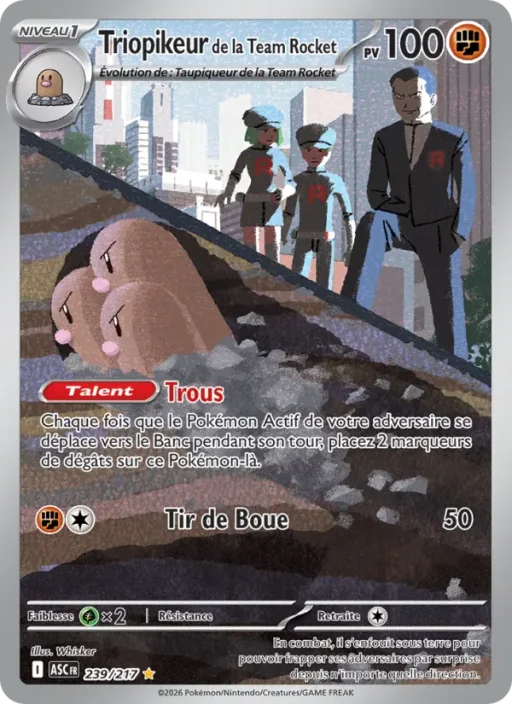 Carte Pokémon Triopikeur de la Team Rocket 239/295 Illustration rare Héros Transcendants