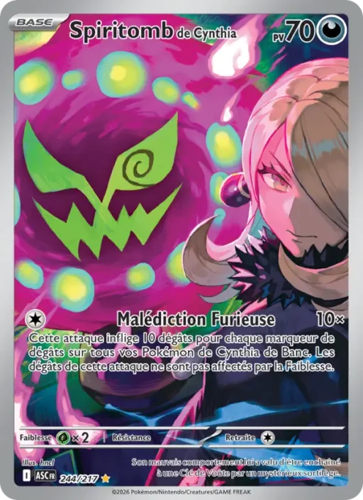 Carte Pokémon Spiritomb de Cynthia 244/295 Illustration rare Héros Transcendants