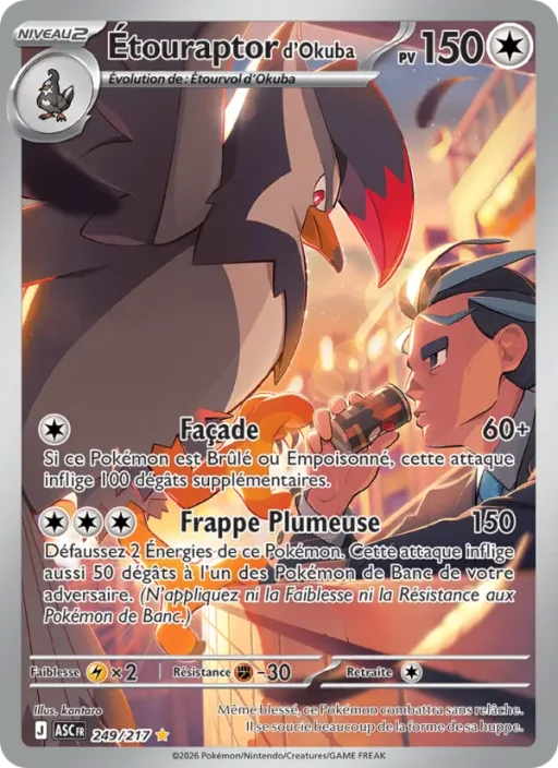 Carte Pokémon Étouraptor d'Okuba 249/295 Illustration rare Héros Transcendants