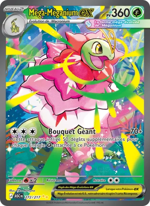 Carte Pokémon Méga-Méganium-ex 272/295 Illustration spéciale rare Héros Transcendants
