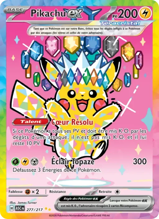 Carte Pokémon Pikachu-ex 277/295 Illustration spéciale rare Héros Transcendants