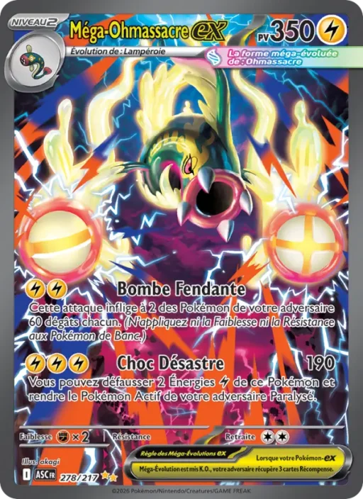 Carte Pokémon Méga-Ohmassacre-ex 278/295 Illustration spéciale rare Héros Transcendants
