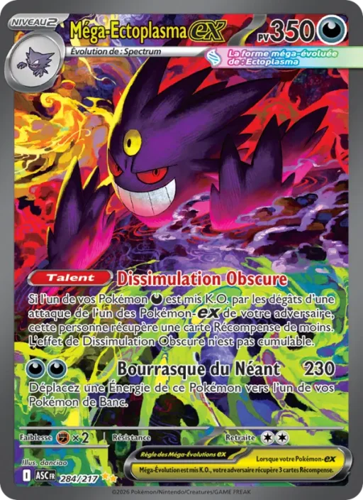 Carte Pokémon Méga-Ectoplasma-ex 284/295 Illustration spéciale rare Héros Transcendants