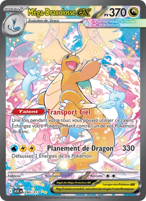 Carte Pokémon Méga-Dracolosse-ex 290/295 Illustration spéciale rare Héros Transcendants