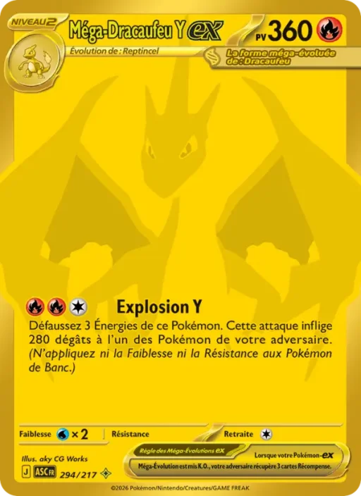 Carte Pokémon Méga-Dracaufeu Y-ex 294/295 Méga Hyper Rare Héros Transcendants