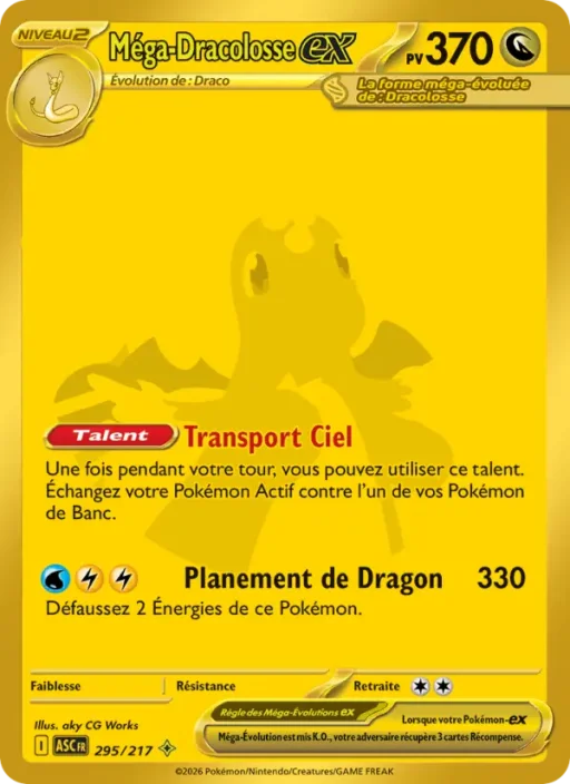 Carte Pokémon Méga-Dracolosse-ex 295/295 Méga Hyper Rare Héros Transcendants