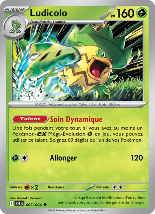 Carte Pokémon Ludicolo 007/094 Peu Commune Flammes Fantasmagoriques
