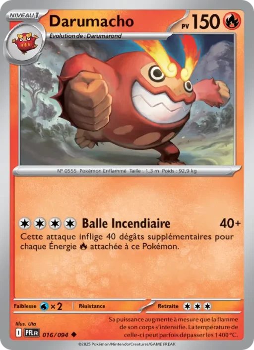 Carte Pokémon Darumacho 016/094 Peu Commune Flammes Fantasmagoriques