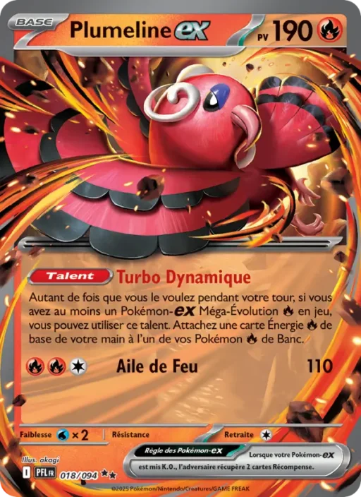 Carte Pokémon Plumeline-ex 018/094 Double rare Flammes Fantasmagoriques