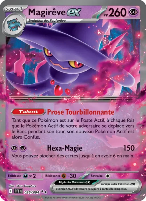 Carte Pokémon Magirêve-ex 036/094 Double rare Flammes Fantasmagoriques