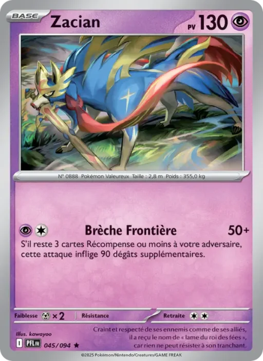 Carte Pokémon Zacian 045/094 Rare Flammes Fantasmagoriques