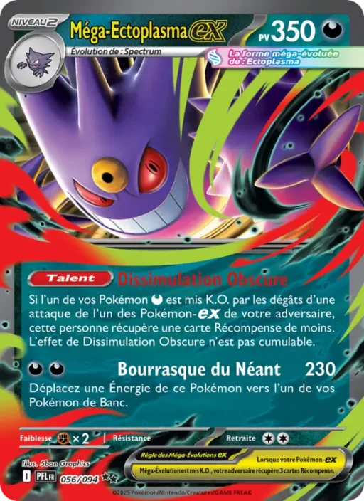 Carte Pokémon Méga-Ectoplasma-ex 056/094 Double rare Flammes Fantasmagoriques
