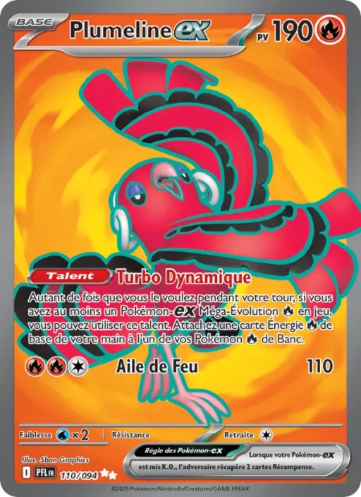 Carte Pokémon Plumeline-ex 110/094 Ultra Rare Flammes Fantasmagoriques
