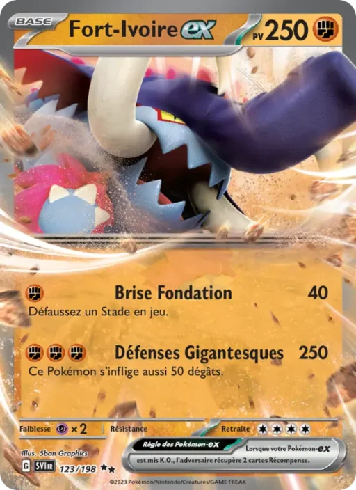 Carte Pokémon Fort-Ivoire-ex 123/198 Double rare Écarlate et Violet