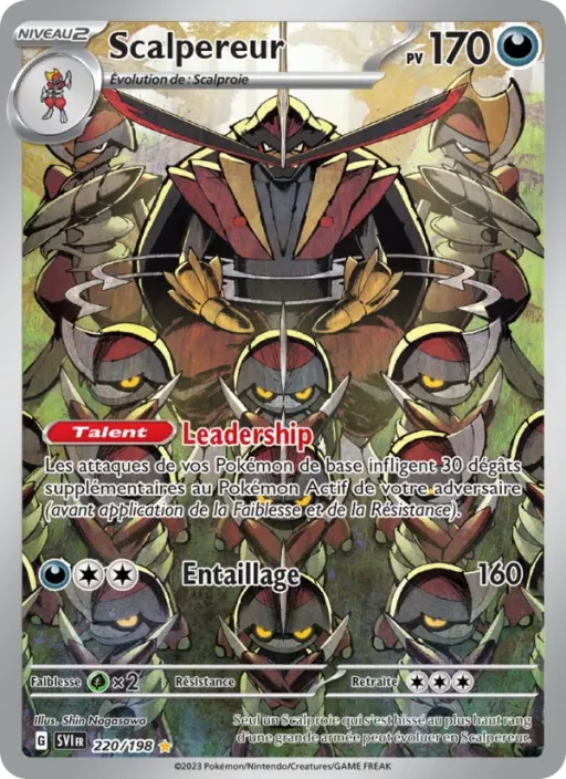 Carte Pokémon Scalpereur 220/198 Illustration rare Écarlate et Violet