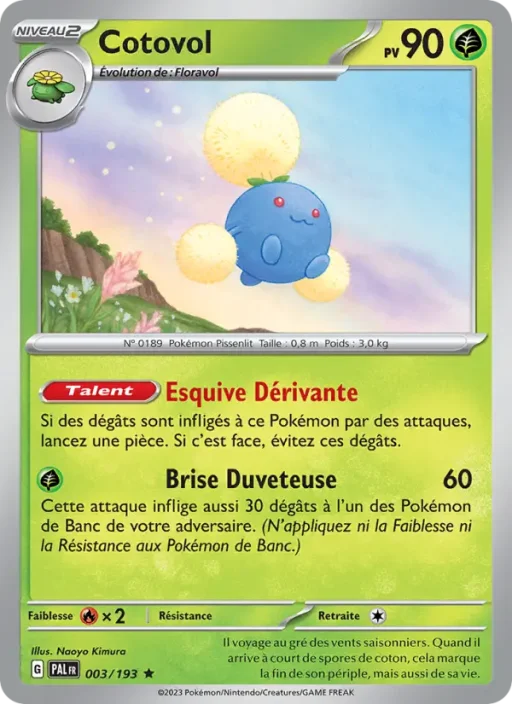 Carte Pokémon Cotovol 003/193 Rare Évolutions à Paldea